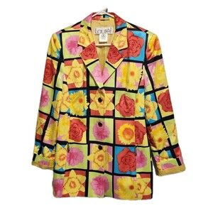 Vintage ESCADA LAUREL Colorful Floral POP ART-to-WEAR Blazer Size 38